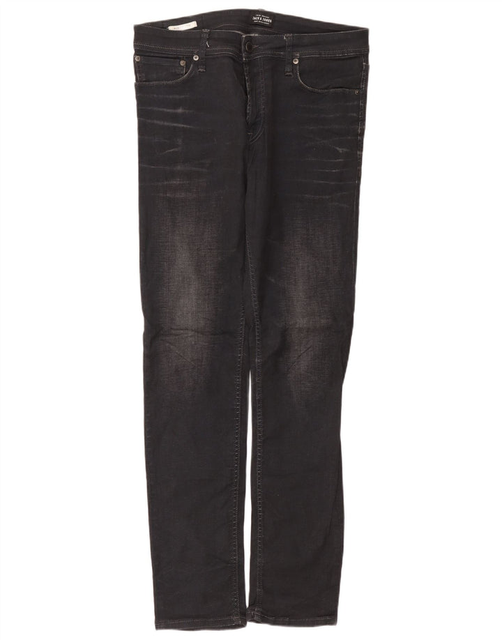 Jack & Jones Uomo Tim Slim Jeans W33 L34 Cotone Grigio