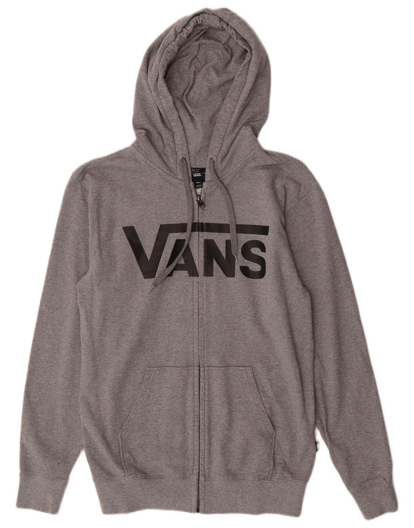Felpa con cappuccio e zip grafica da uomo di Vans piccola in cotone grigio