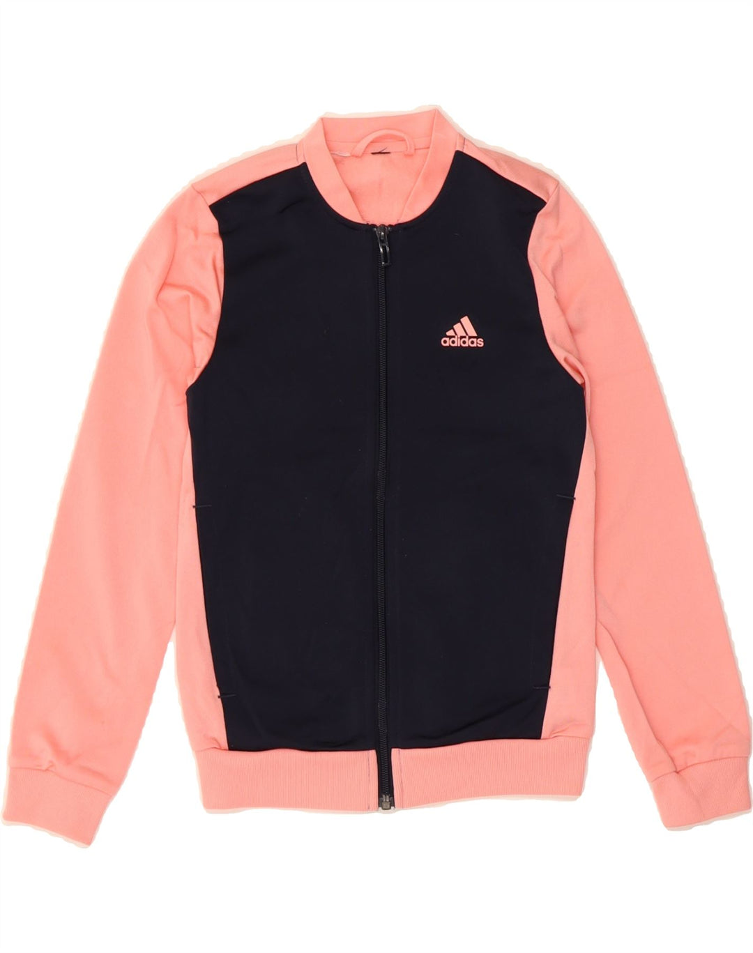 ADIDAS Girls Tracksuit Top Jacket 7-8 Years Pink Colourblock Polyester Vintage Adidas and Second-Hand Adidas from Messina Hembry 