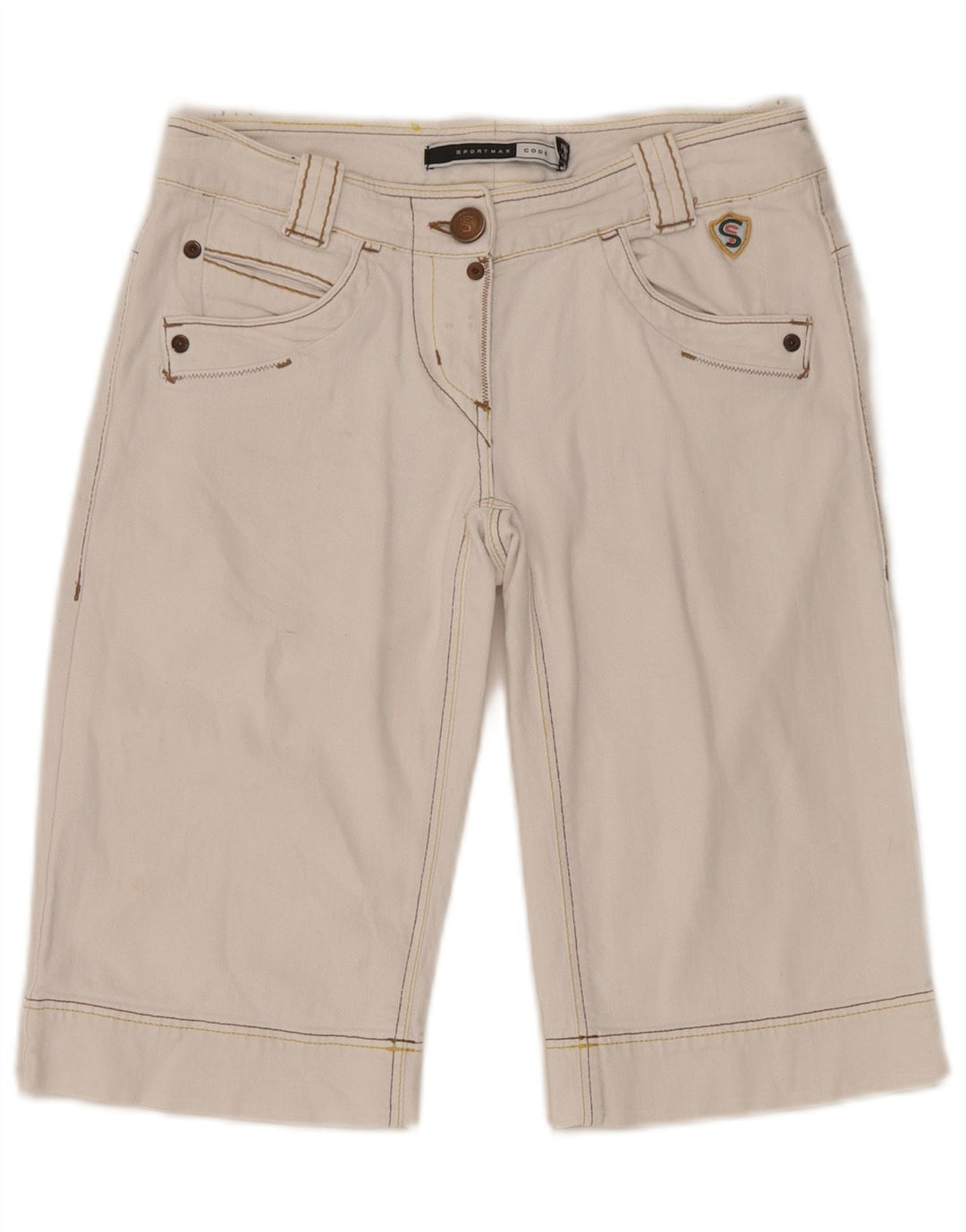 Pantaloncini di jeans da donna Sportmax UK 8 piccoli W27 cotone bianco