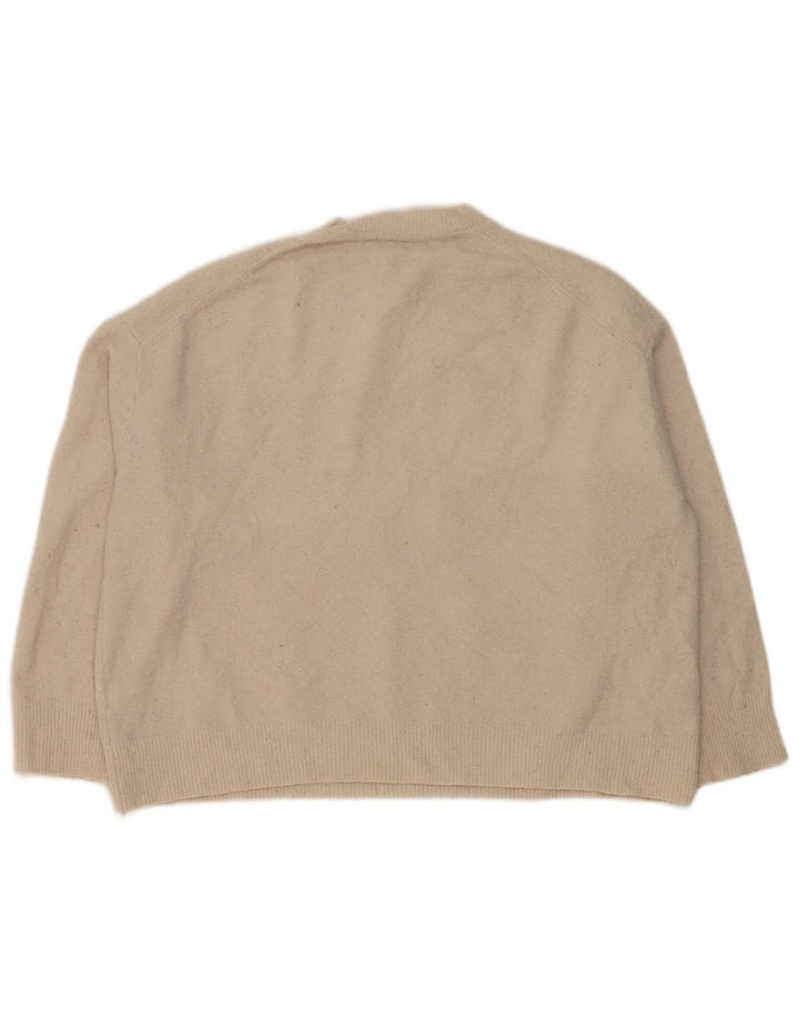 Zara Womens Crop Oversized Crew Neck Jumper Sweater UK 14 Medium Beige