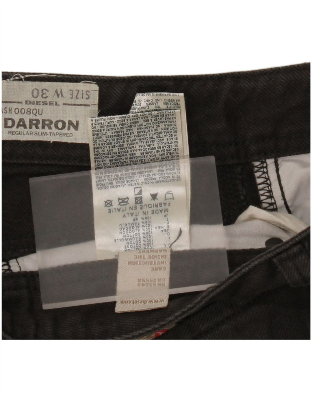 DIESEL Jeans Darron Regular Slim affusolati da uomo W30 L28 cotone nero