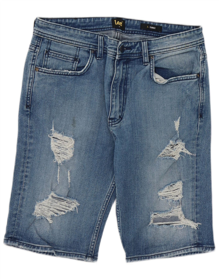 Pantaloncini di jeans invecchiati Lee da uomo W32 cotone blu medio