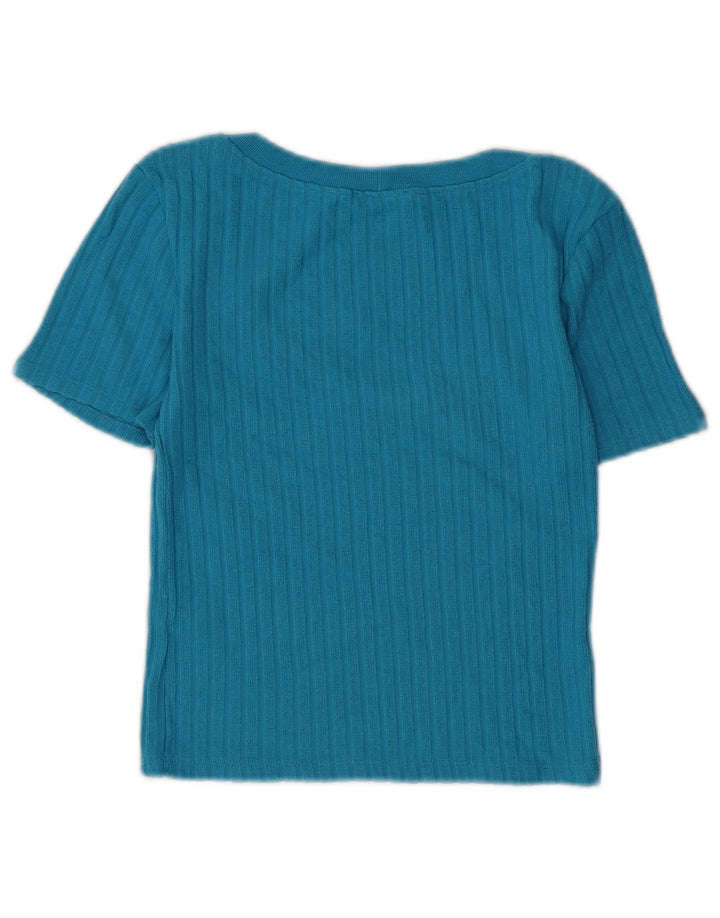T-shirt corta da donna Zara UK 8 piccola in viscosa blu