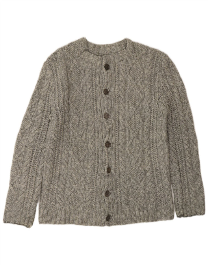 Maglione cardigan da donna VINTAGE UK 10 piccolo grigio