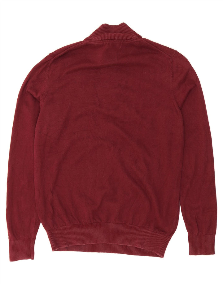 IZOD Mens Zip Neck Jumper Sweater Small Maroon Cotton Vintage Izod and Second-Hand Izod from Messina Hembry 
