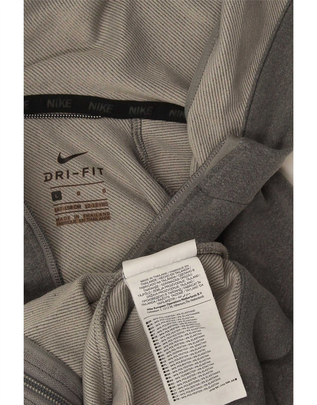 Felpa con cappuccio e zip Nike Dri Fit da donna UK 14 Large Grigio Poliestere
