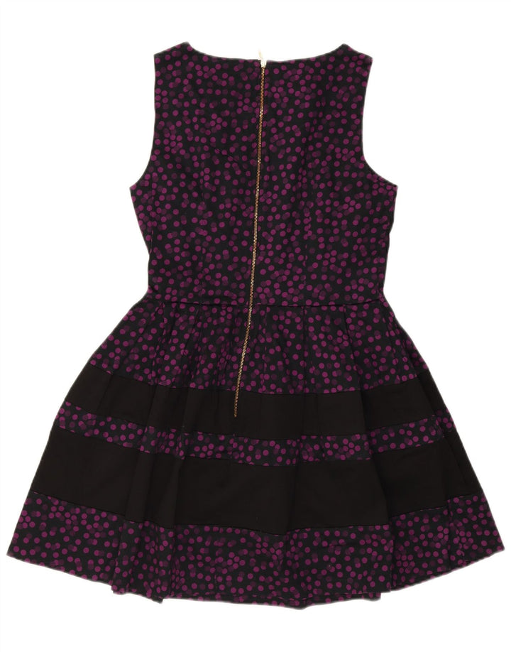 CLOSET Womens Sleeveless A-Line Dress UK 12 Medium Black Polka Dot Cotton