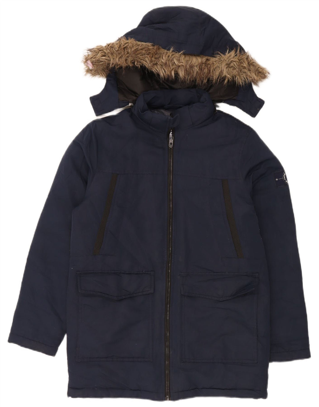 Cappotto imbottito con cappuccio Jack & Jones per ragazzi 13-14 anni in poliestere blu navy