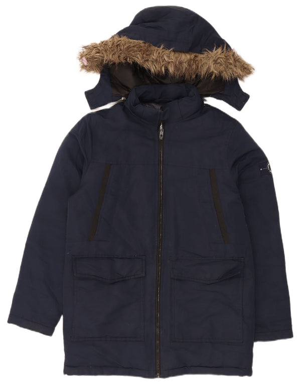 Cappotto imbottito con cappuccio Jack & Jones per ragazzi 13-14 anni in poliestere blu navy