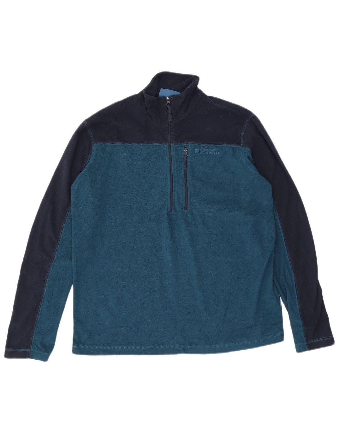 Maglione in pile da uomo con collo con zip Mountain Warehouse piccolo blu a blocchi di colore