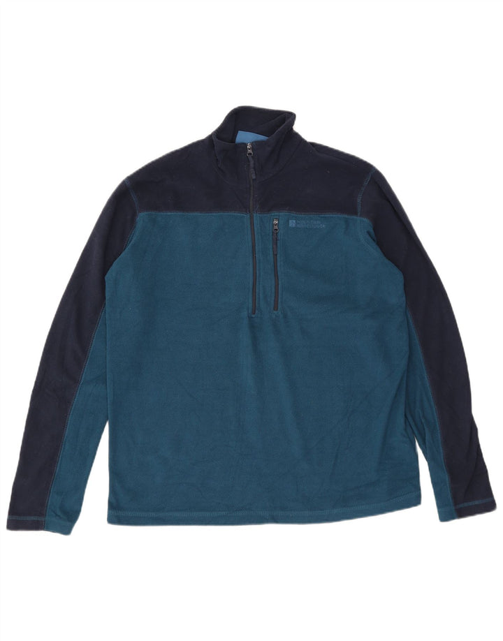 Maglione in pile da uomo con collo con zip Mountain Warehouse piccolo blu a blocchi di colore
