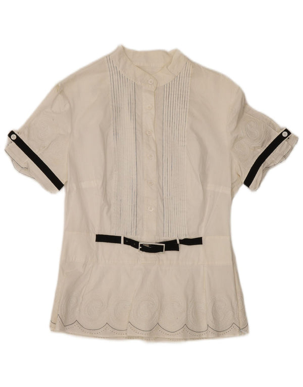 Camicetta da donna Karen Millen Top UK 12 Cotone Paisley bianco medio