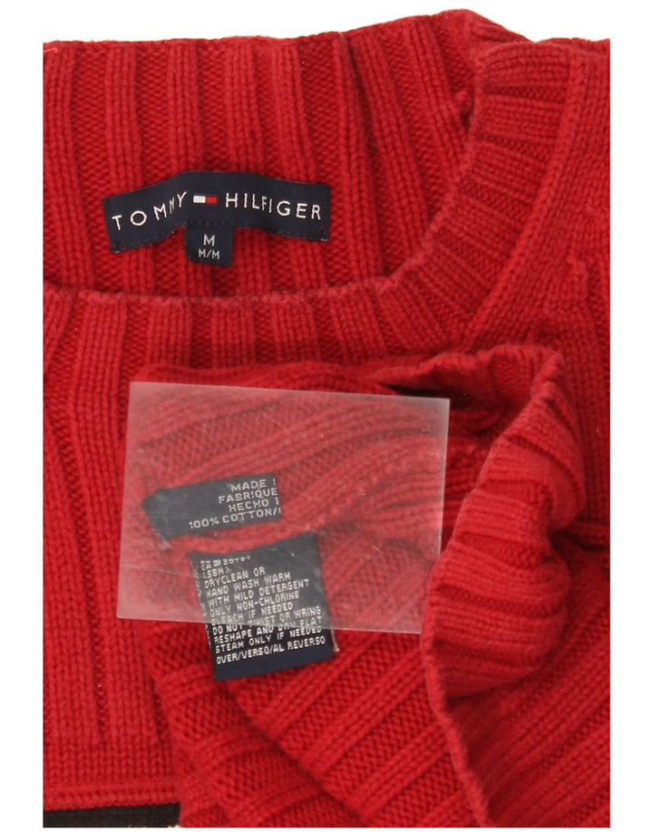 TOMMY HILFIGER Maglione girocollo con grafica da donna UK 14 Rosso medio