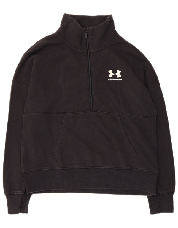 Felpa da donna oversize con collo con zip Under Armour, maglione UK 10 piccolo nero
