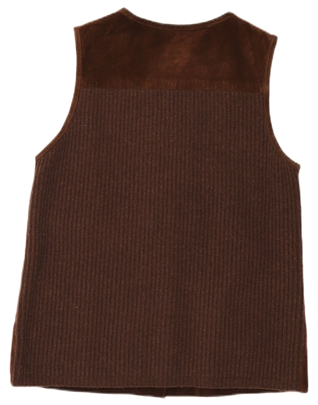 Gilet da donna in pelle scamosciata Esprit UK 14 in pelle marrone medio