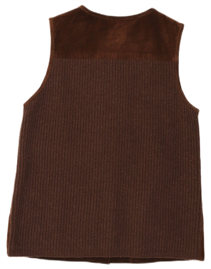 Gilet da donna in pelle scamosciata Esprit UK 14 in pelle marrone medio