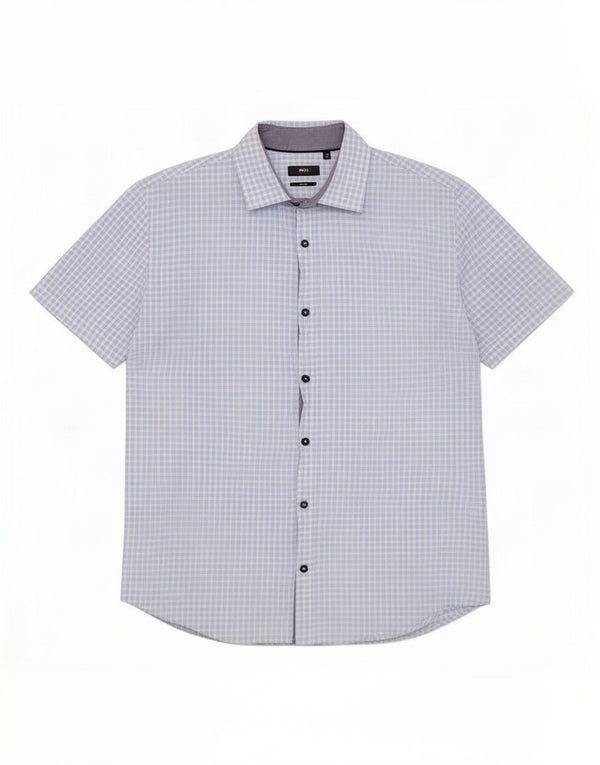 Camicia slim fit a maniche corte da uomo Hugo Boss taglia 41 16 grande percalle blu