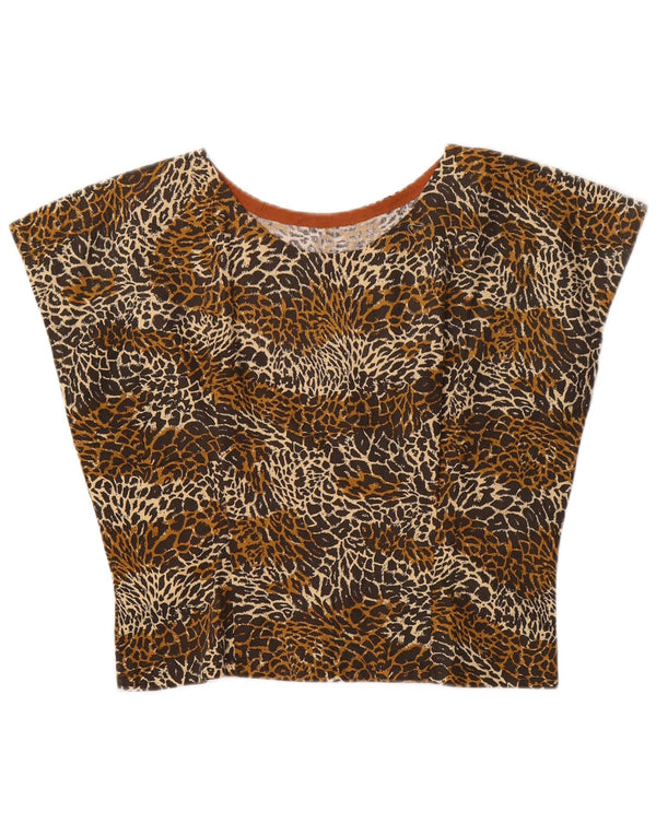 Set gonna 2 pezzi da donna VINTAGE UK 14 medio W24 marrone stampa animalier