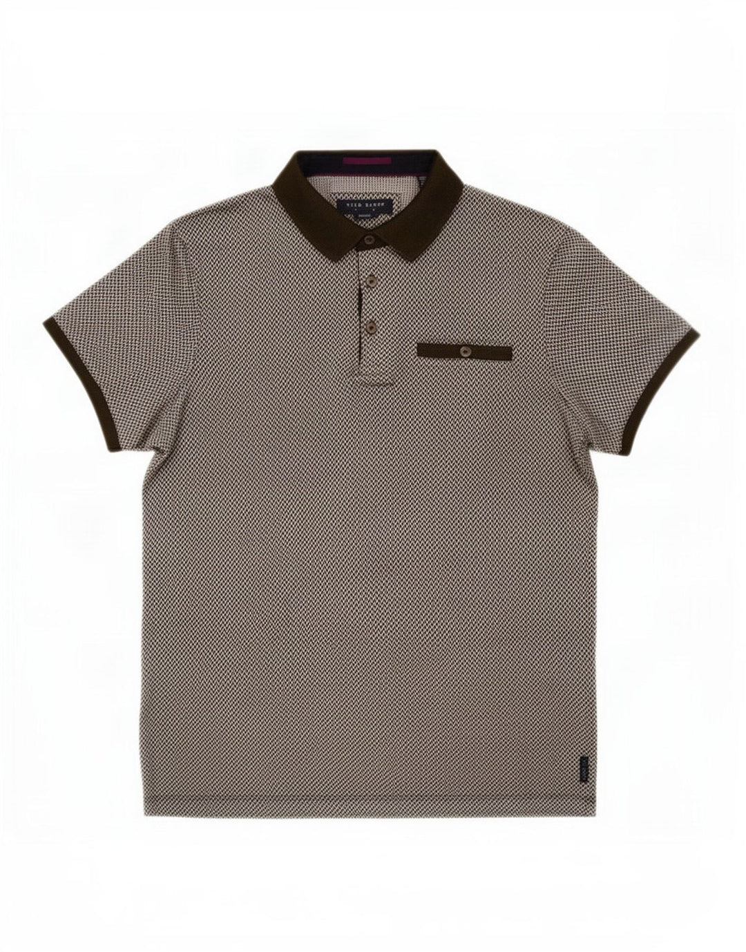 Polo da uomo Ted Baker taglia 3, cotone geometrico kaki medio