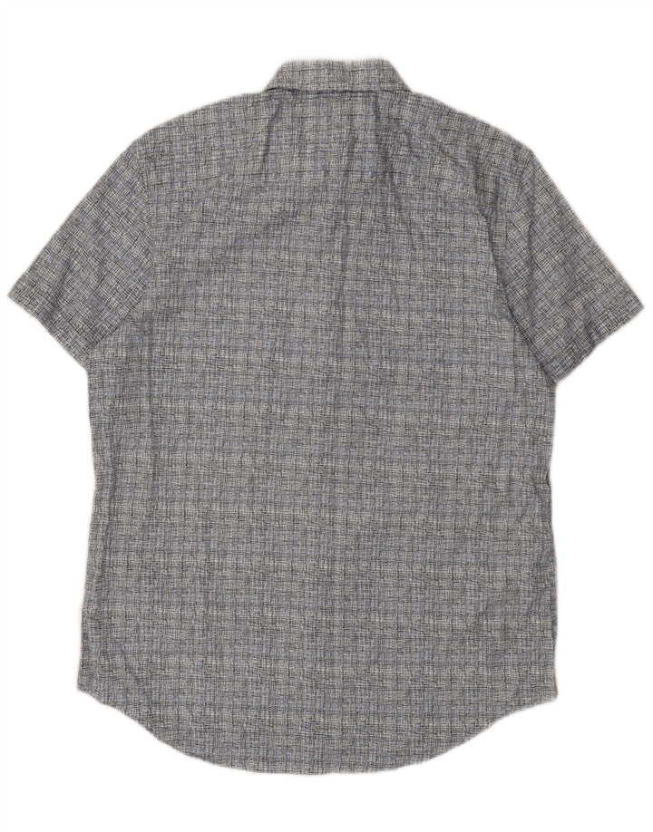Camicia a maniche corte da uomo Calvin Klein in cotone a quadri blu medio