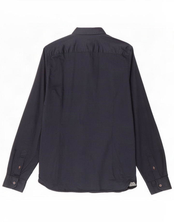 Camicia da uomo Ted Baker taglia 4 grande in cotone blu navy
