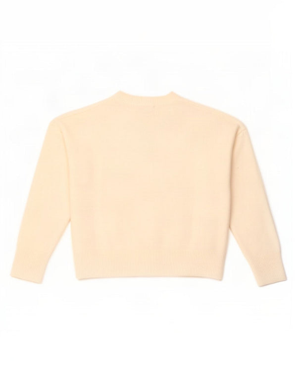 Maglione maglione girocollo oversize da donna Zara UK 10 piccolo bianco sporco