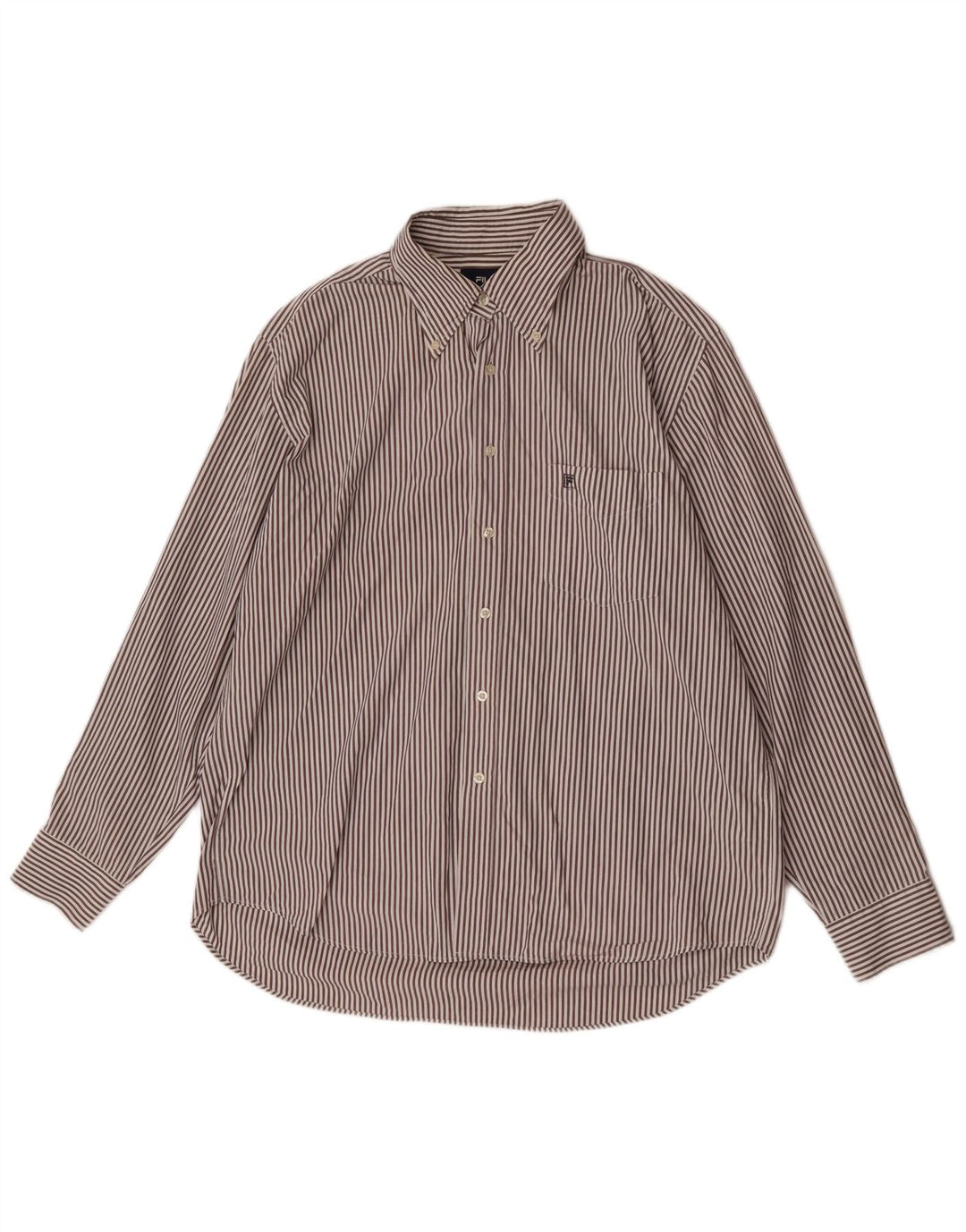 Camicia Fila Uomo XL Cotone Gessato Marrone