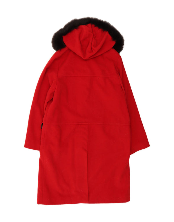 DIANA GALLESI Womens Hooded Overcoat UK 10 Small Red Wool