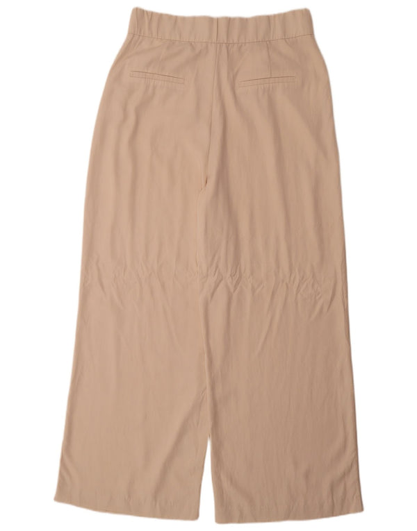 Pantaloni chino a gamba larga a vita alta da donna Zara XL W32 L32 Lyocell beige