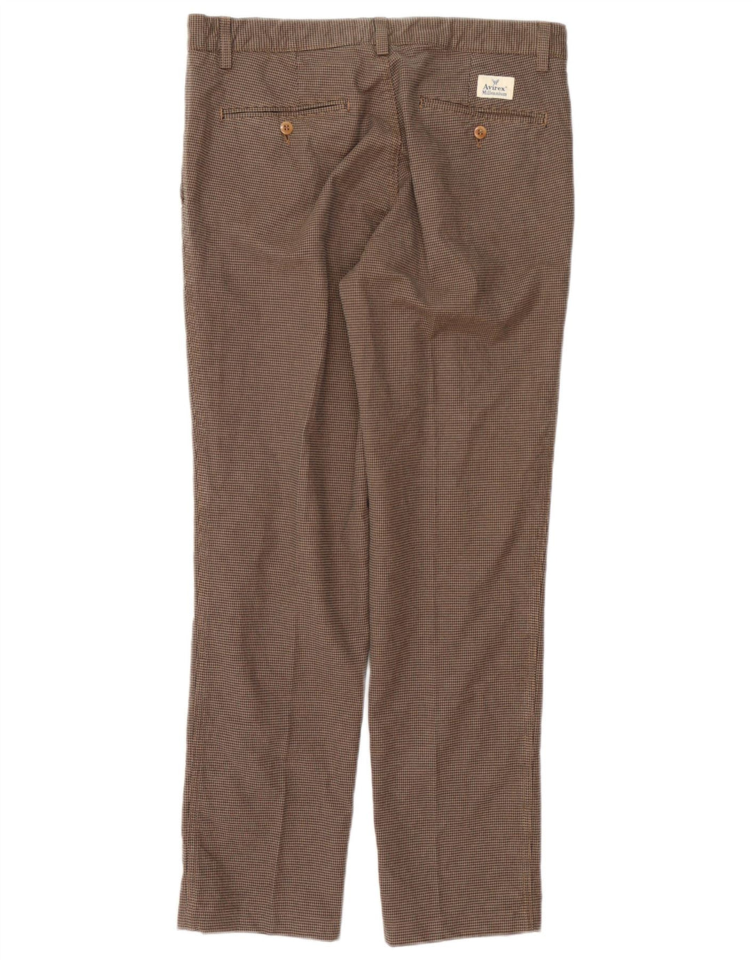 Pantaloni chino dritti da uomo AVIREX W33 L32 cotone pied de poule marrone