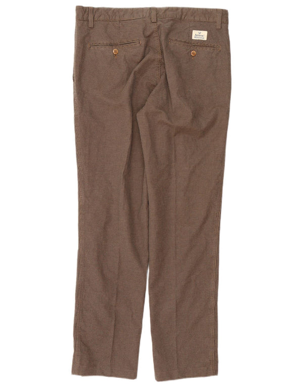 Pantaloni chino dritti da uomo AVIREX W33 L32 cotone pied de poule marrone