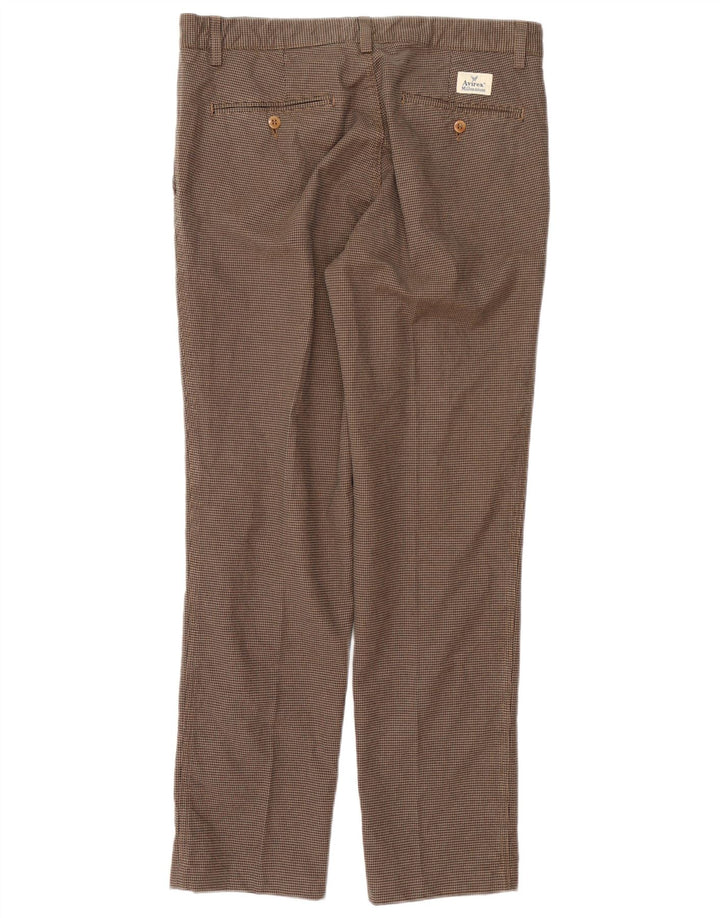 Pantaloni chino dritti da uomo AVIREX W33 L32 cotone pied de poule marrone