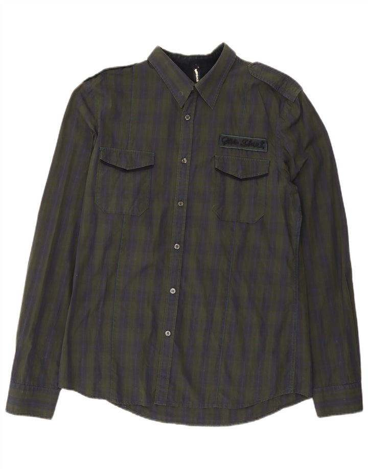 Camicia militare da uomo Gas XL in cotone a quadri multicolore