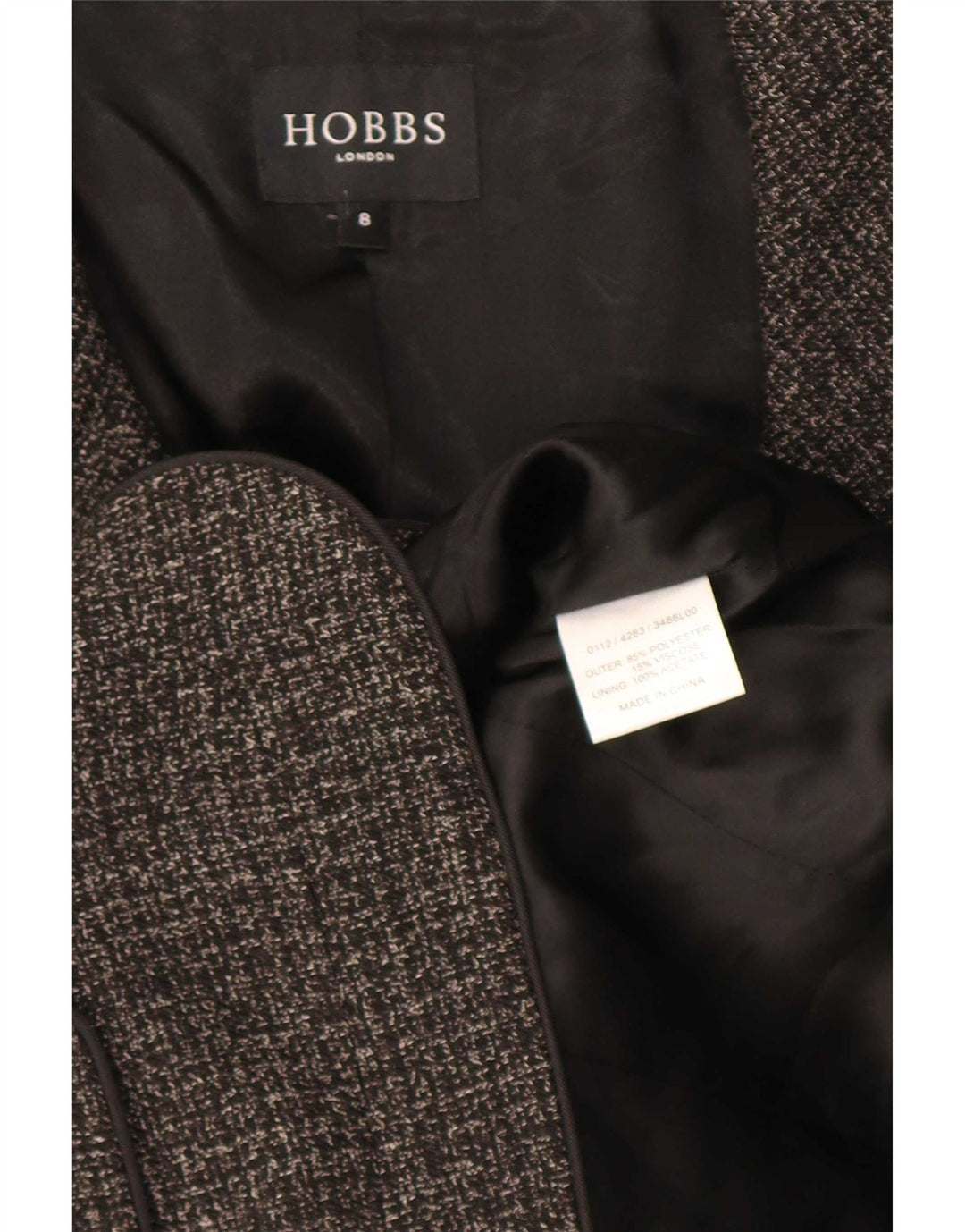 Giacca blazer a 3 bottoni da donna Hobbs UK 8 piccola poliestere grigio