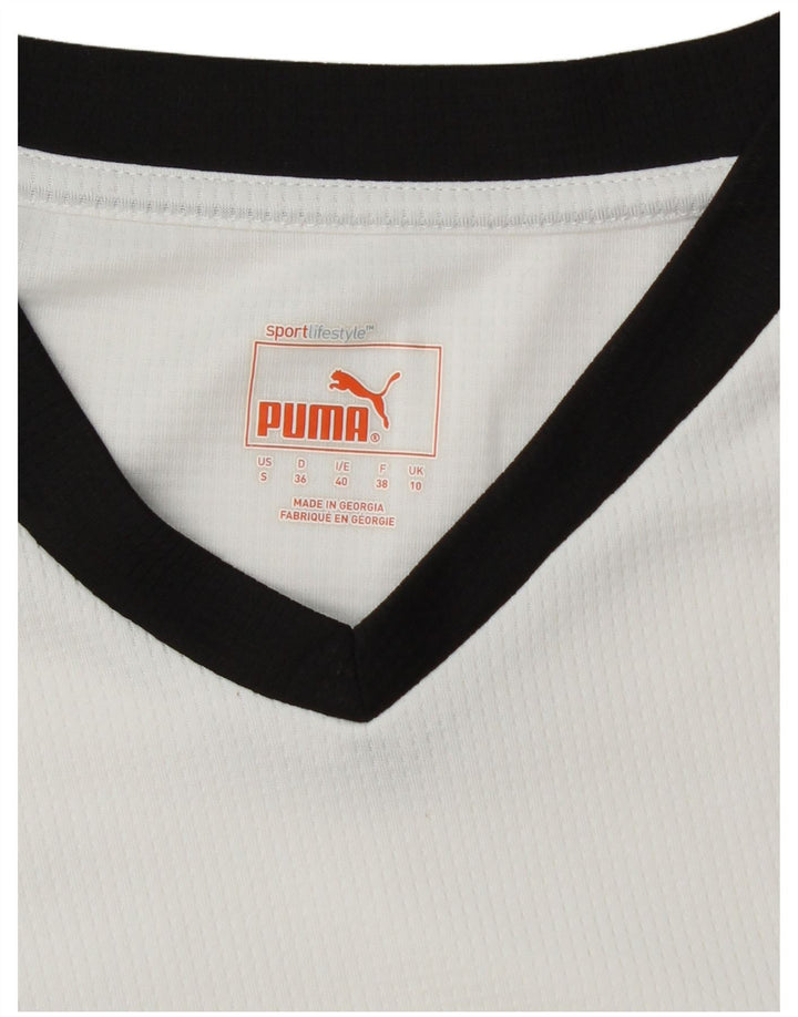 PUMA Womens Top Long Sleeve UK 10 Small White Colourblock