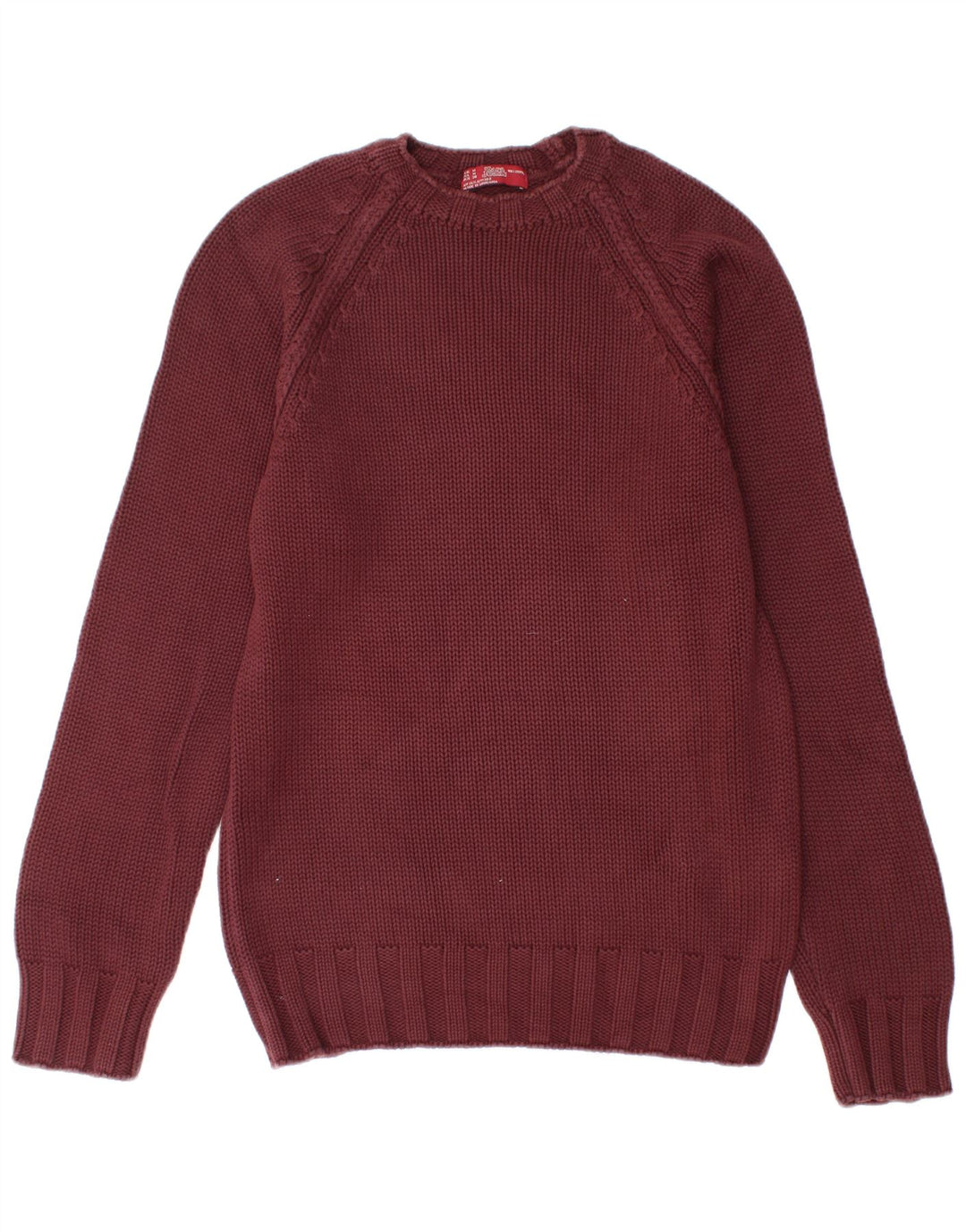 Maglione maglione girocollo da uomo Zara in cotone bordeaux medio