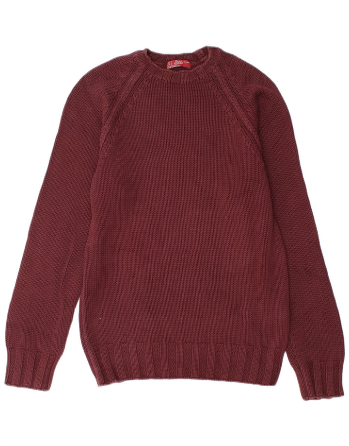 Maglione maglione girocollo da uomo Zara in cotone bordeaux medio
