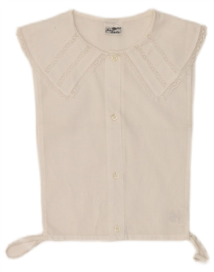 Camicetta camicia senza maniche vintage da donna IT 46 grande poliestere bianco