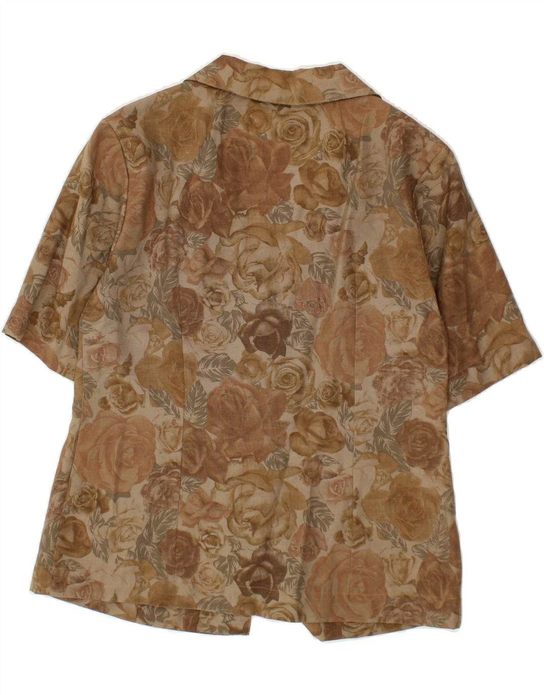 VINTAGE Womens Short Sleeve Blazer Jacket UK 12  Medium Brown Floral Vintage Vintage and Second-Hand Vintage from Messina Hembry 