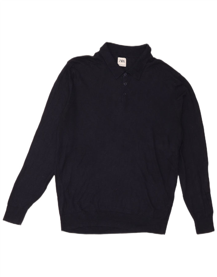 Maglione Zara da uomo con collo alto XL blu navy modal