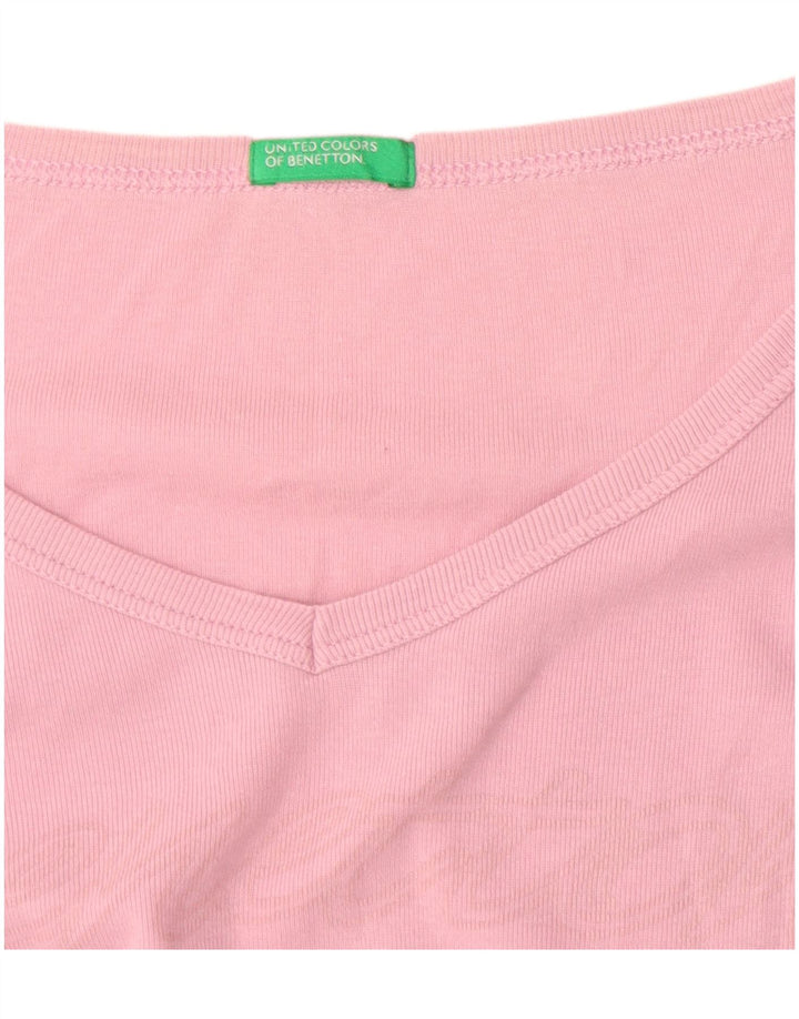Top grafico da donna Benetton manica lunga UK 12 Rosa medio