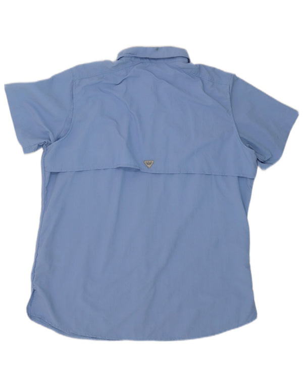 Camicia overshirt a maniche corte da donna Columbia grande in nylon blu