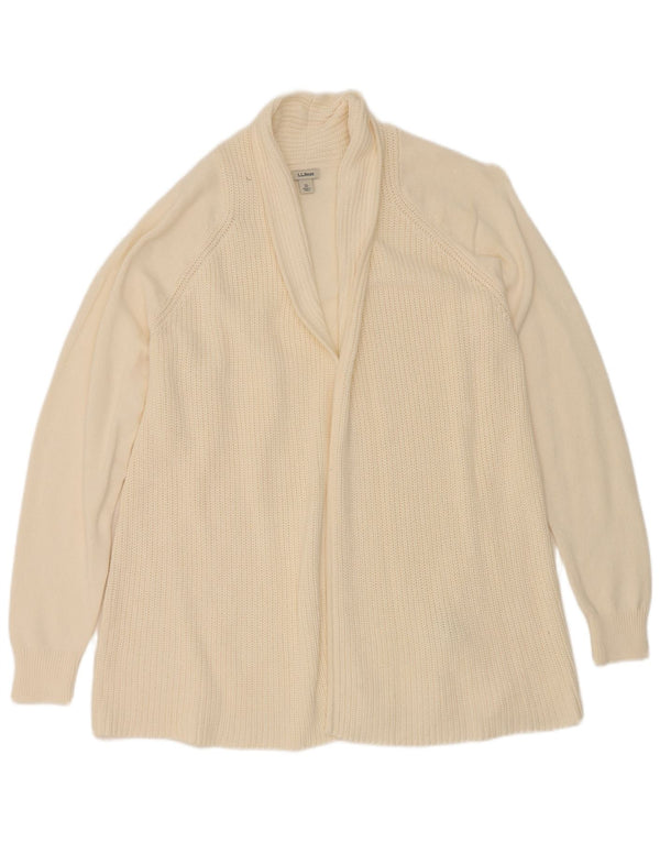 Maglione cardigan aperto da donna L.L.Bean UK 18 XL cotone bianco sporco