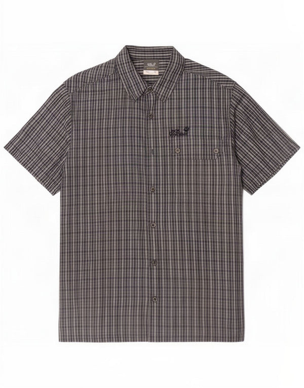 Jack Wolfskin Camicia a maniche corte da uomo taglia 40/42 Large Navy Blue Check
