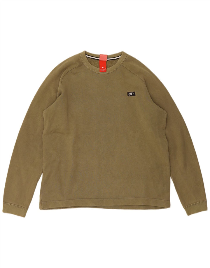 Felpa Nike da uomo, maglione grande, cotone kaki