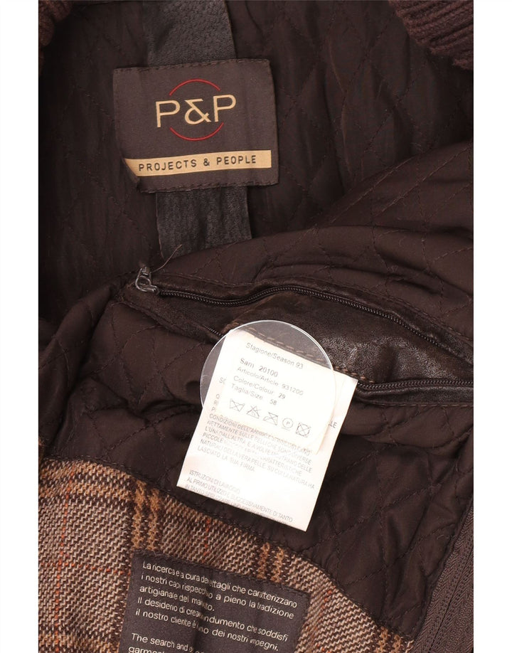 P&P People Giacca in pelle da uomo UK 42 XL Pelle marrone