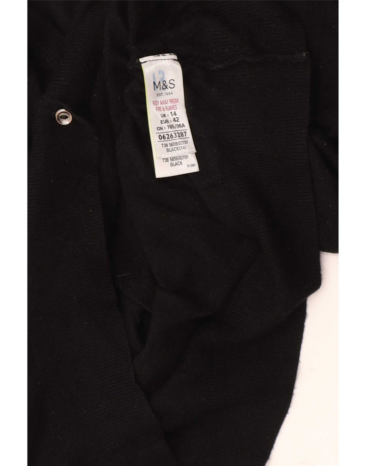 Maglione cardigan da donna Marks & Spencer UK 14 grande viscosa nera