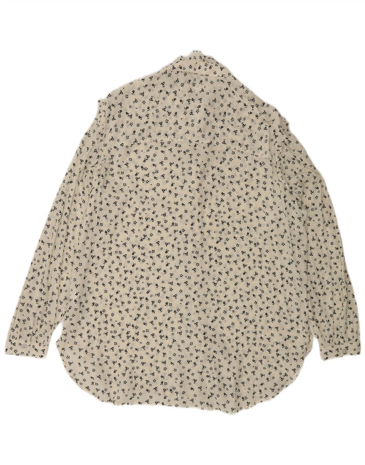 Camicetta camicia oversize da donna Marks & Spencer UK 14 grande floreale bianco sporco