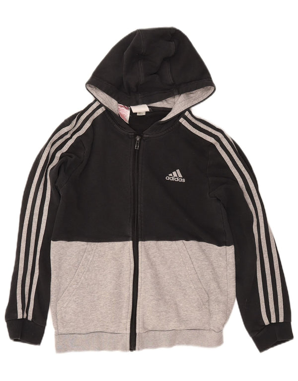 Maglione con cappuccio e zip ADIDAS per ragazzi 11-12 anni in cotone color block nero